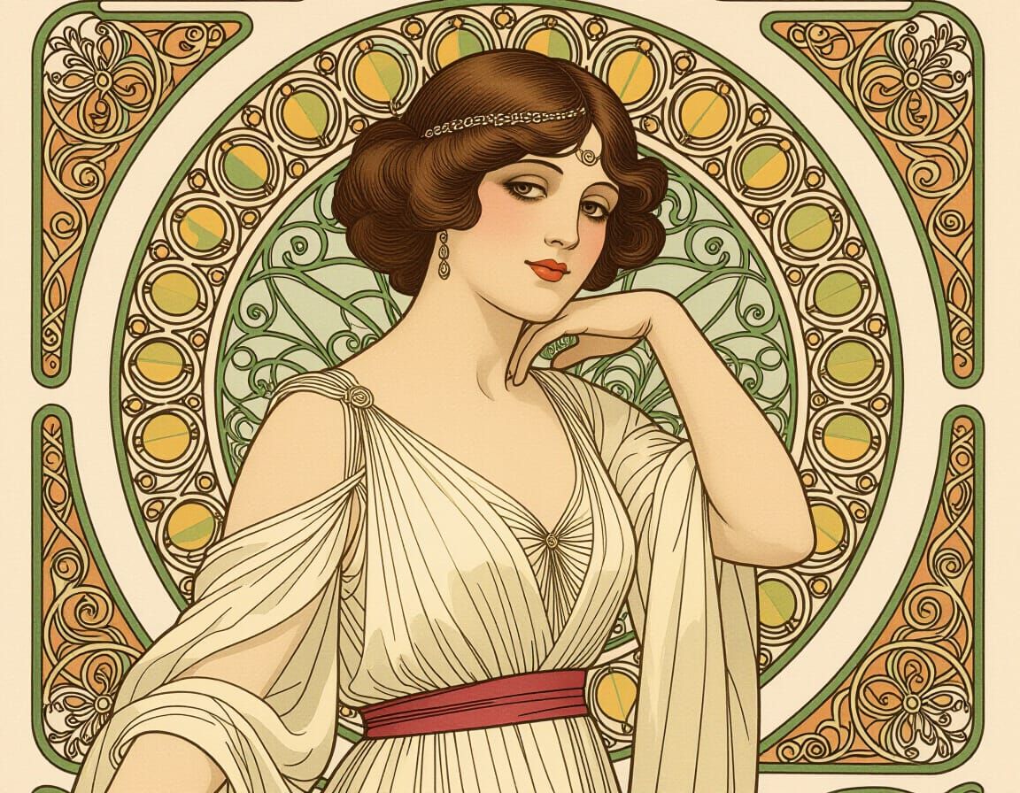 Elegant Woman in Art Nouveau Style