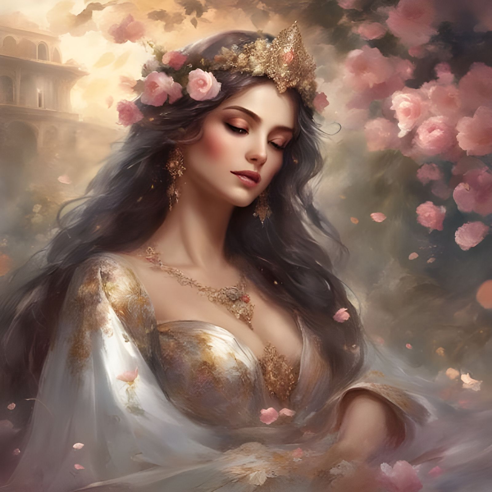 Syrian Princess in Flower Garden, Royo Style