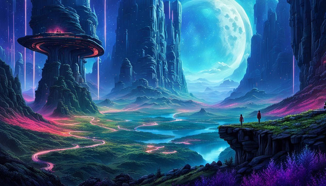 Dreamlike Sci-Fi Valley: A Vibrant Masterpiece