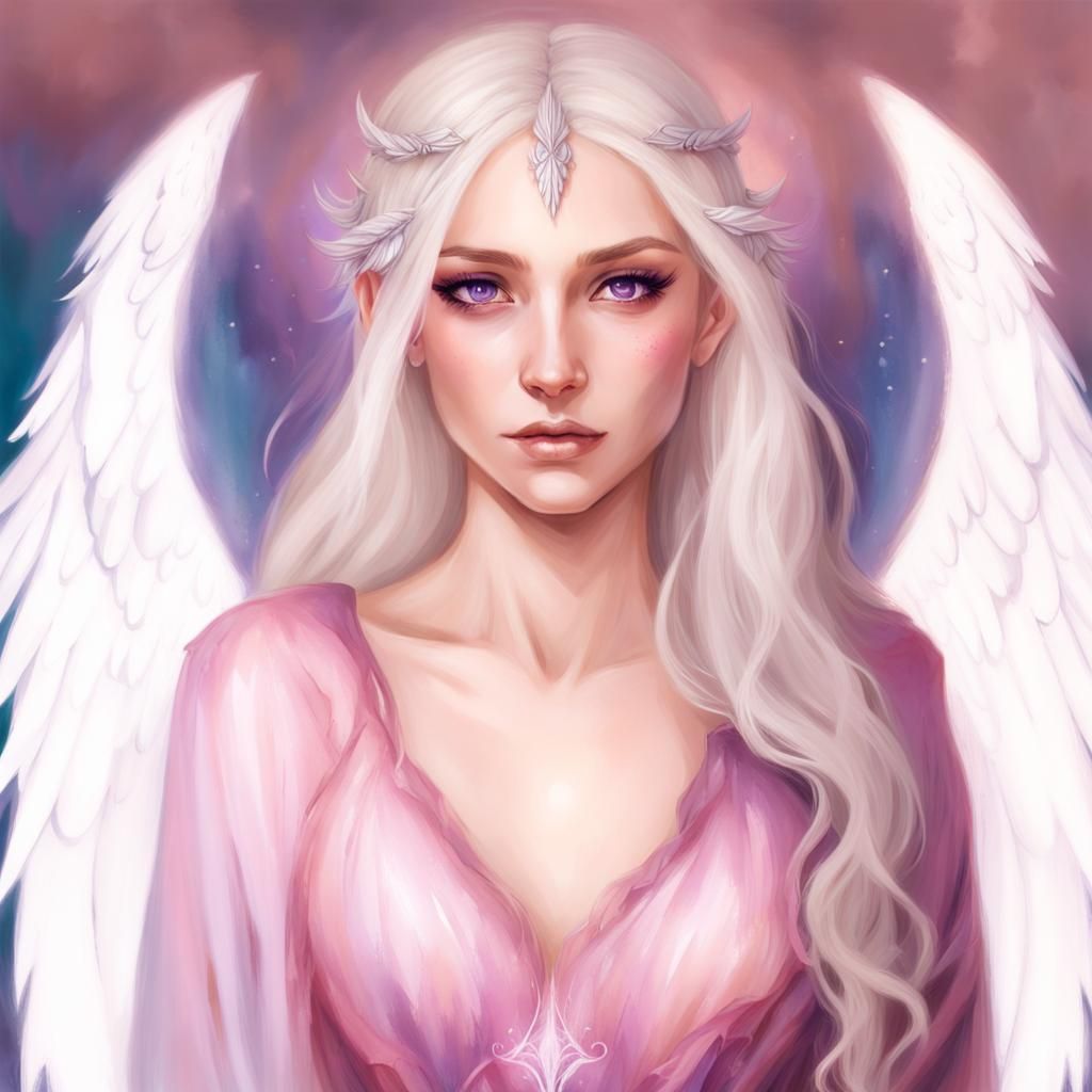 Elven Woman Portrait with Angel Wings