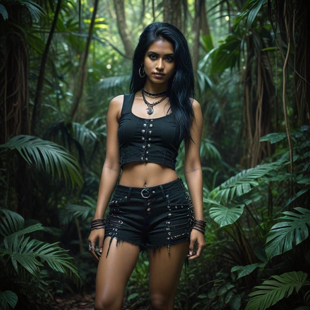 Seductive Gothic Punk Goddess of the Tropical Jungle