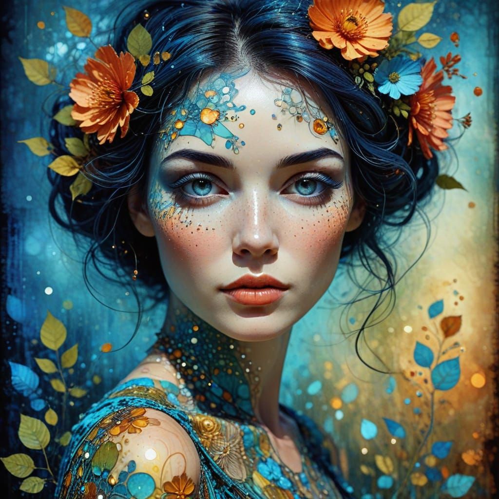 Surreal Summer Portrait in Art Brut Style