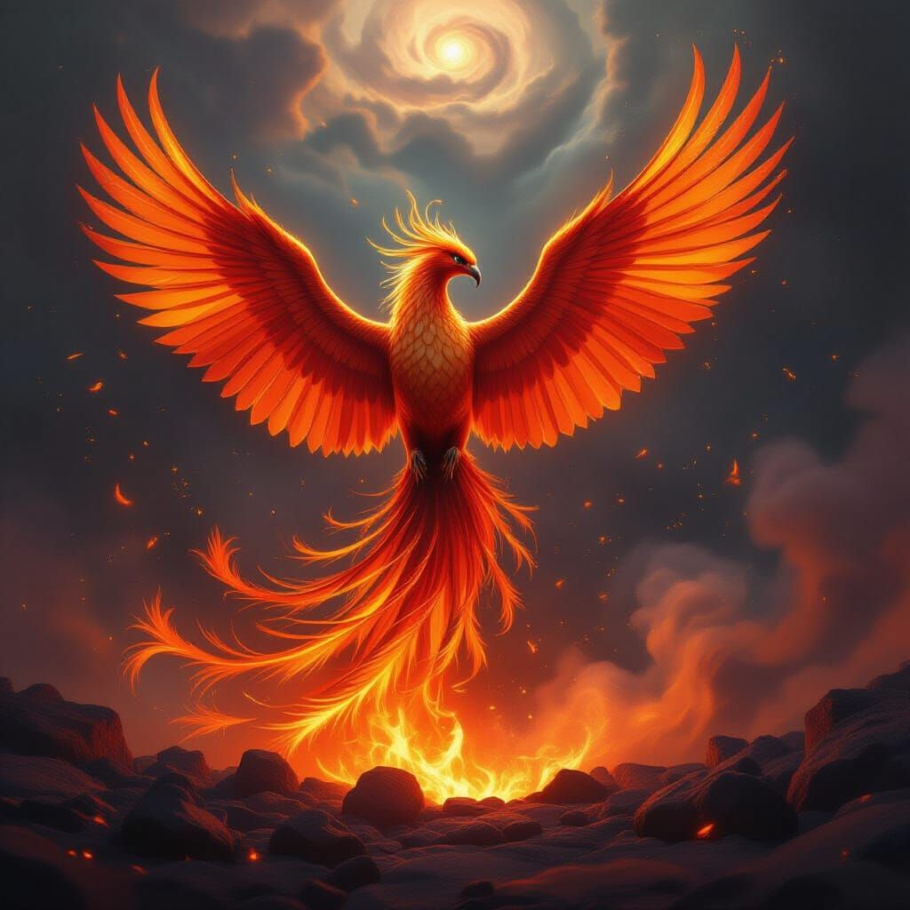 Majestic Phoenix Rises from Cosmic Embers in Hyperrealistic ...