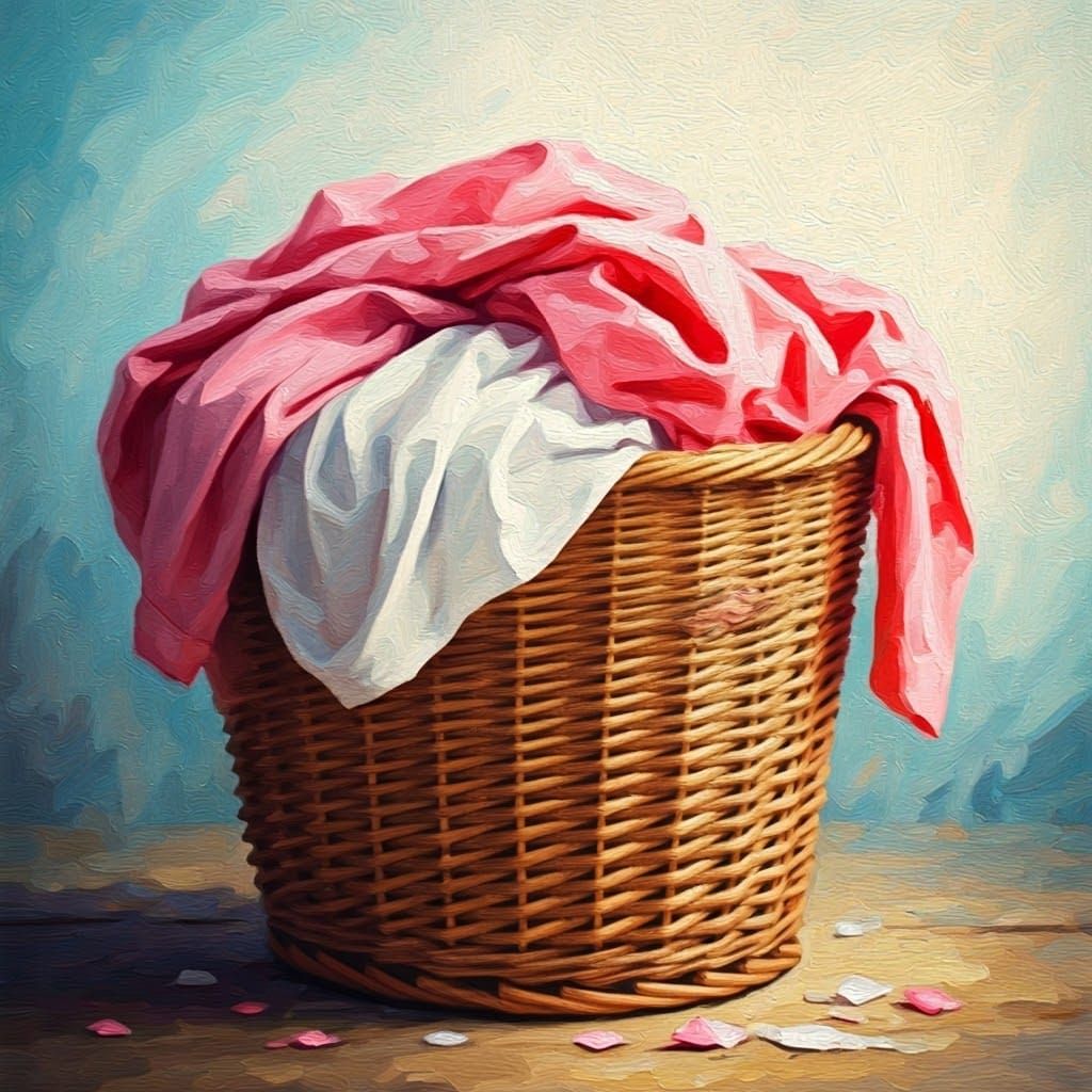 Impressionist Still Life: Laundry Basket in Gouache