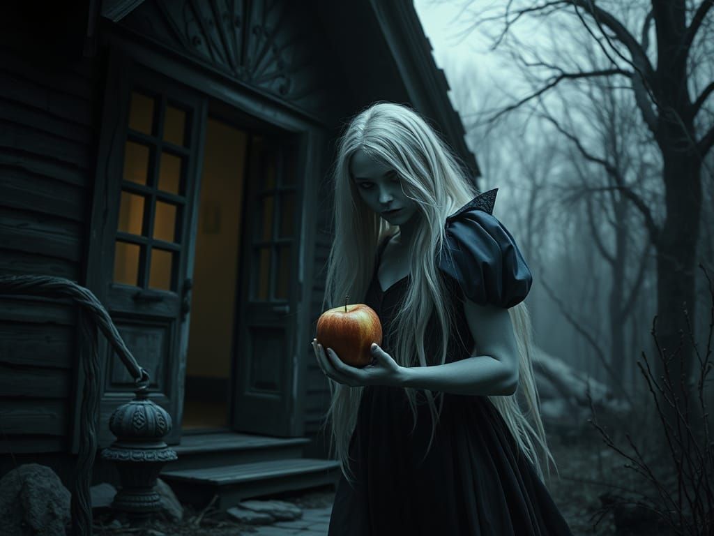 Zombie Snow White in Gloomy Horrorcore Style