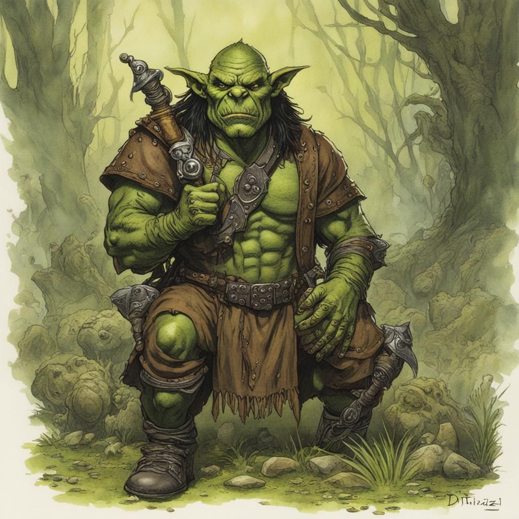 Fantasy Orc Thief in DiTerlizzi Style