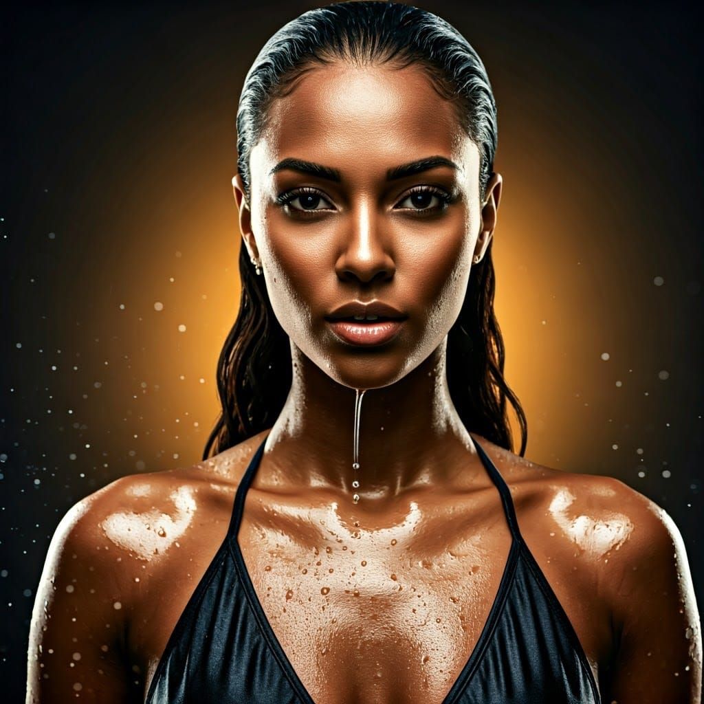 Glowing Black Beauty Emerging from the Water