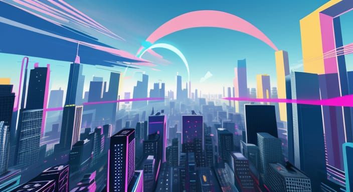 Virtual Reality Cityscape in Abstract Expressionism