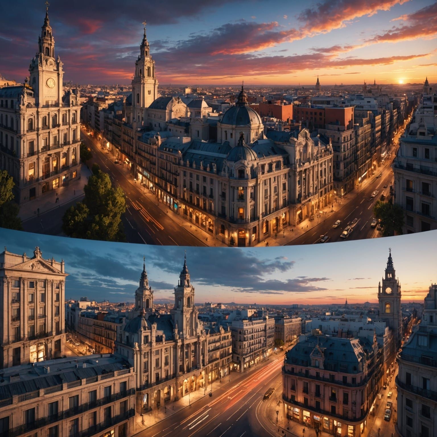 Madrid Sunset: Detailed Matte Painting in Deep Color