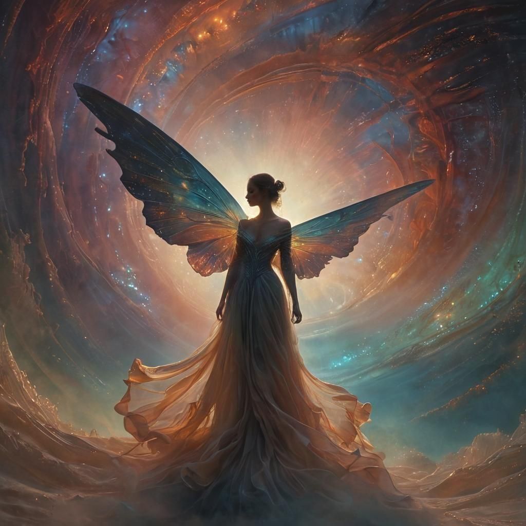 Beautiful Celestial Being with Rippling Wings