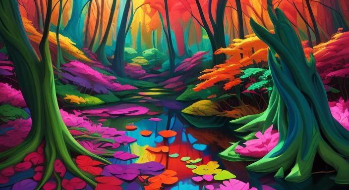 Enchanting Forest in Hyper-Realistic Digital Illustration