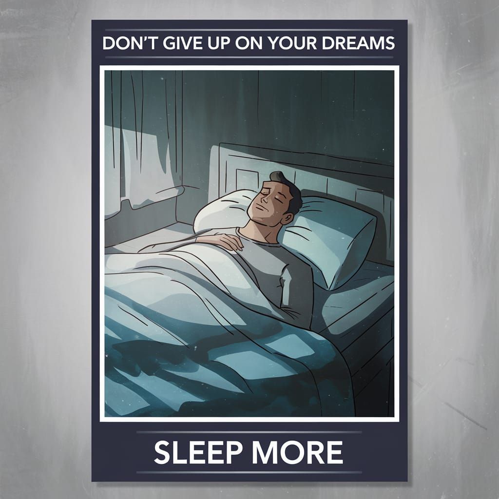 Demotivational Poster: Sleep More, Dream Later