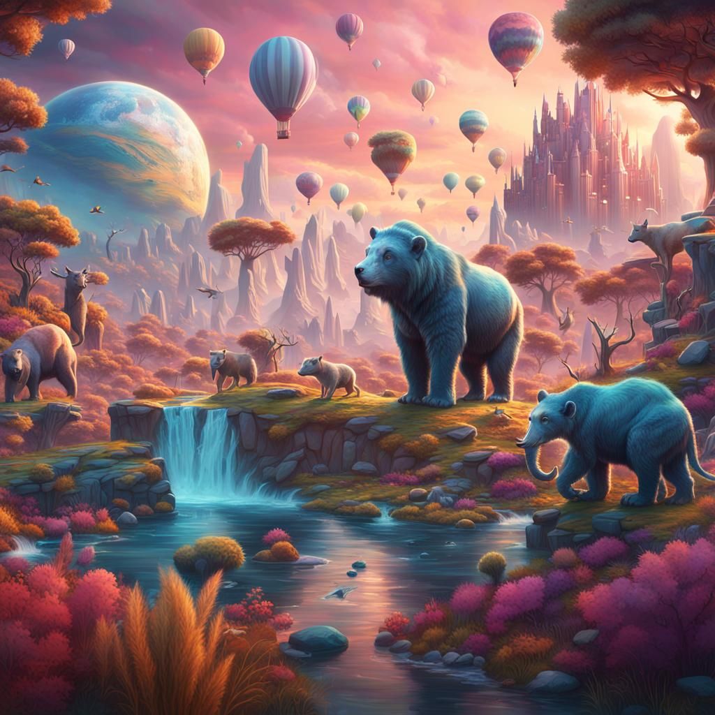 Colorful Pastel Animal World: Fantasy Concept Art