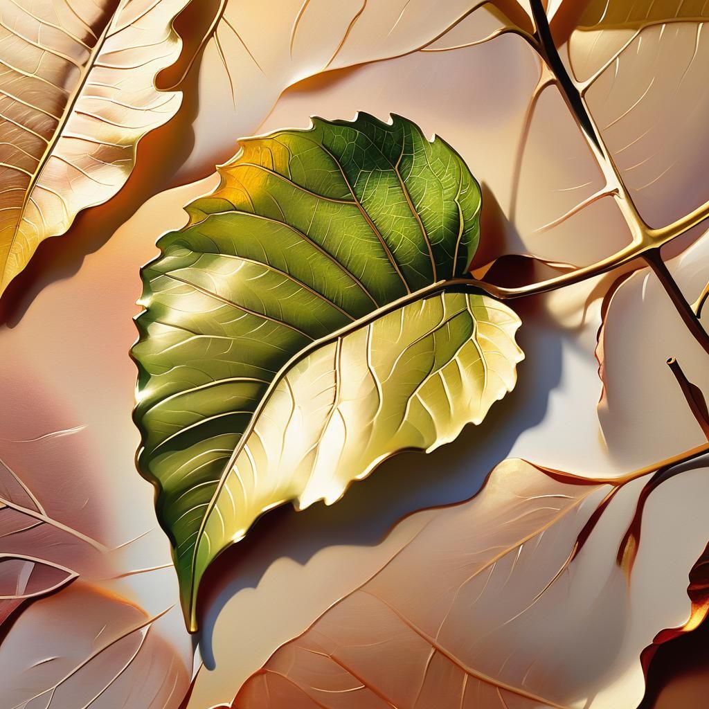 Sheep-Shaped Leaf Falling: Hyperrealistic Oil Painting