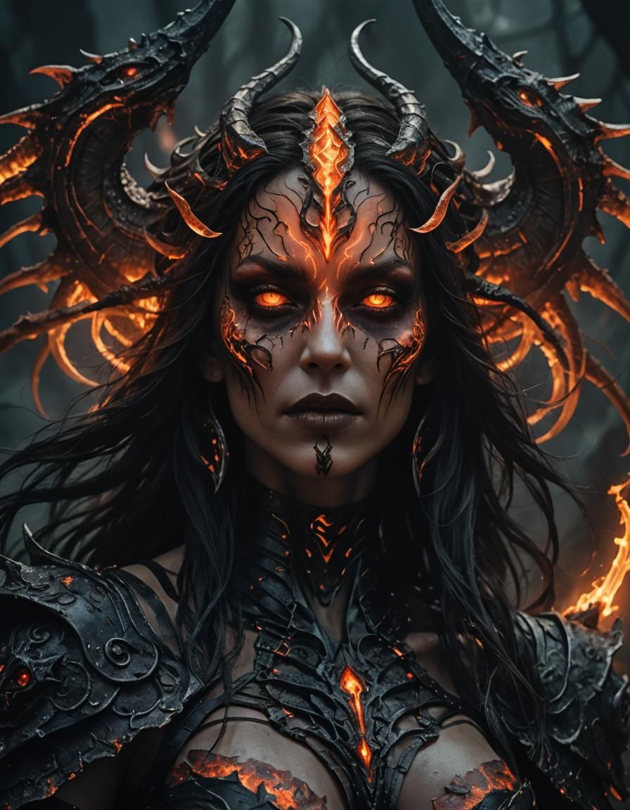 Marilith: Dark Fantasy Serpent Warrior in Film Noir