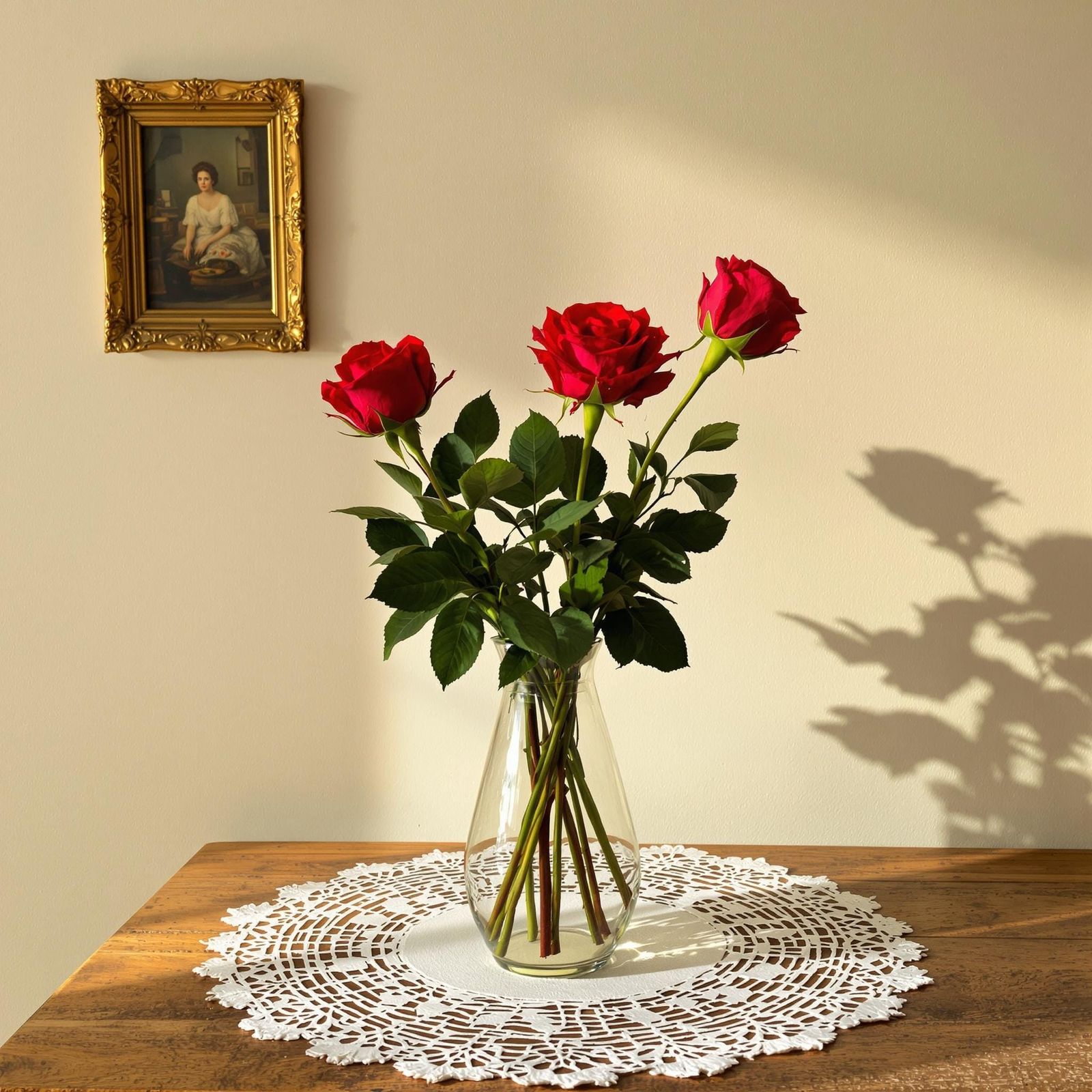 Delicate Roses in Warm, Soft Light