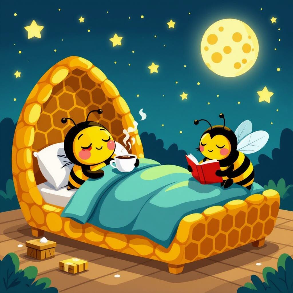 Sleepy Bee's Bedtime Story in Honeycomb Home