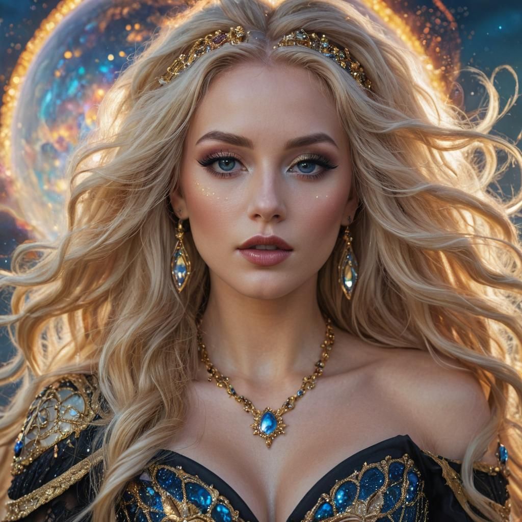 Goddess Portrait with Gemstones and Mystical Energy