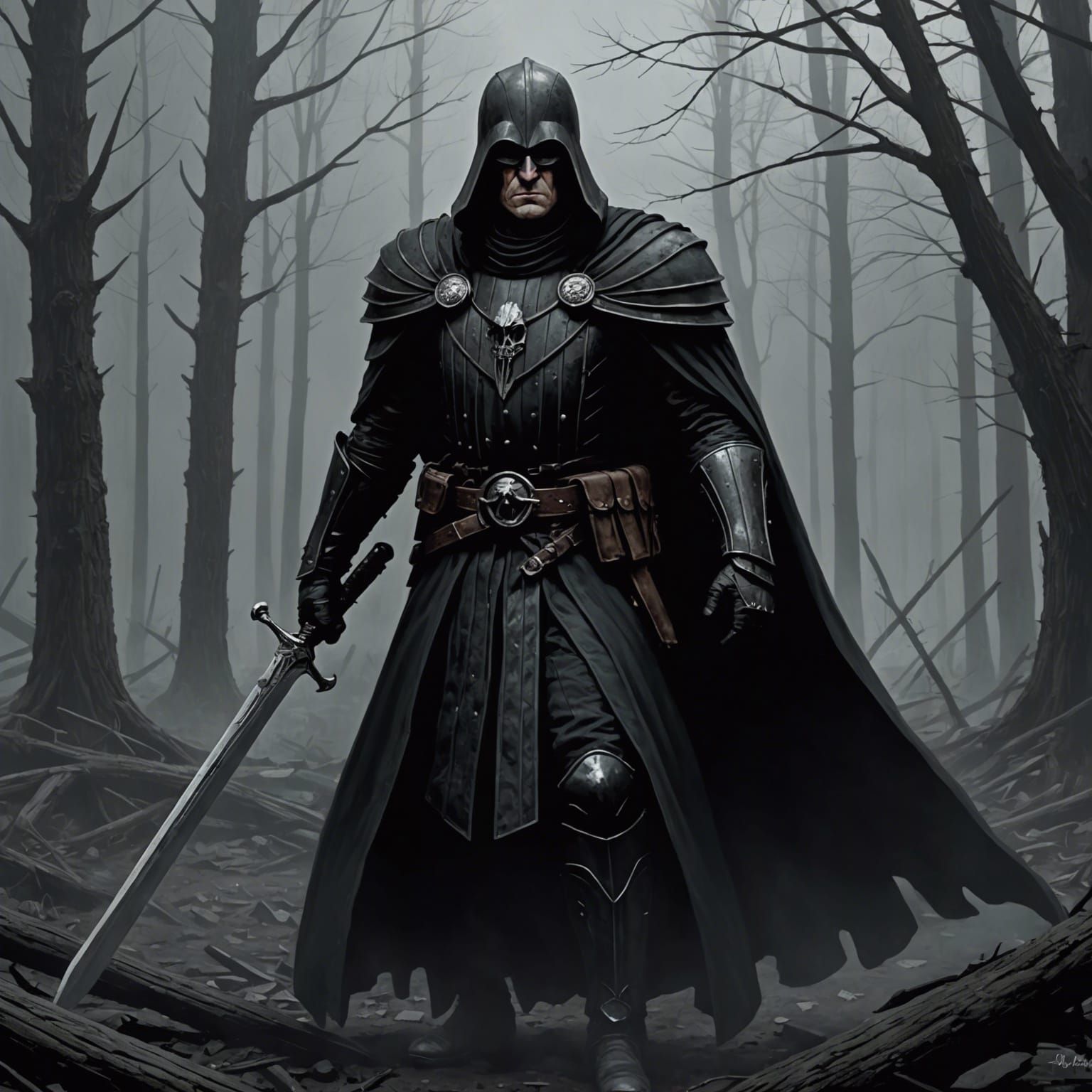 Grimdark Scene in Historical Painting Style