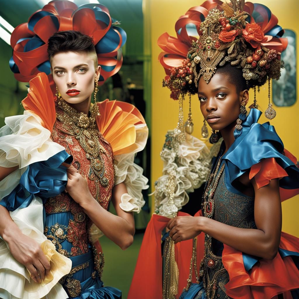 Simultaneous Dresses: High-Resolution Studio Photograph