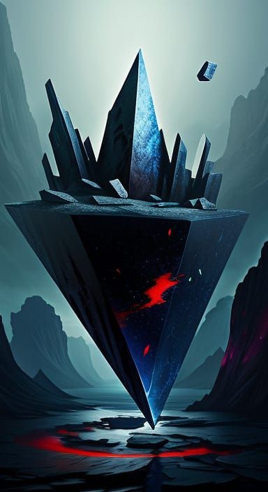 Mysterious Obsidian Orb Drifts in a Vibrant Cosmic Landscape