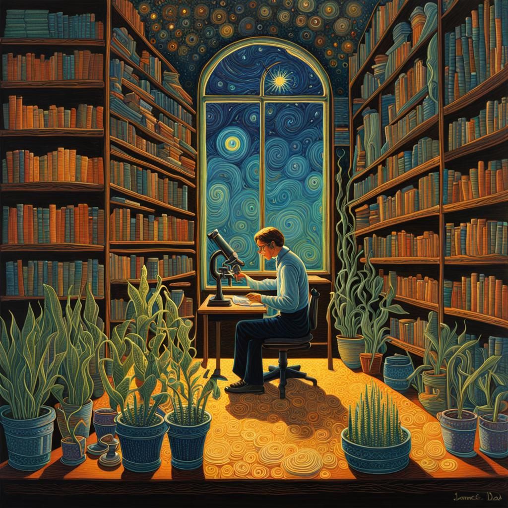 Barbara McClintock in Bioluminescent Lab, Iridescent Art