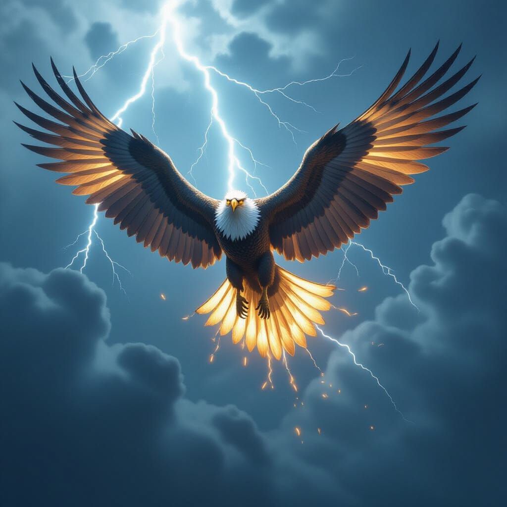 Griffin Soaring Through Stormy Sky in Cinematic Style