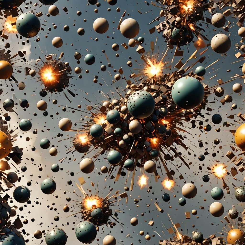 Violent Explosion with Flying Debris