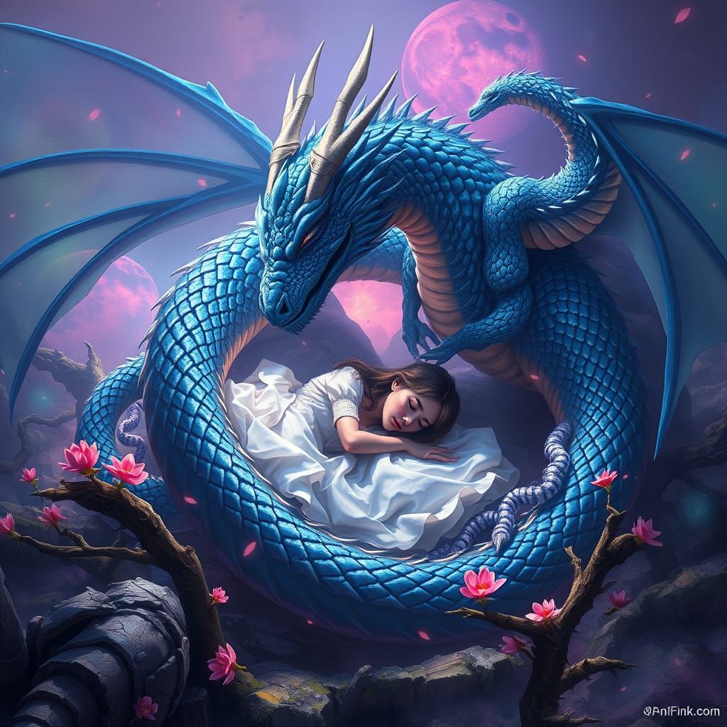 Sci-Fi Blue Dragon in Necropunk Digital Art