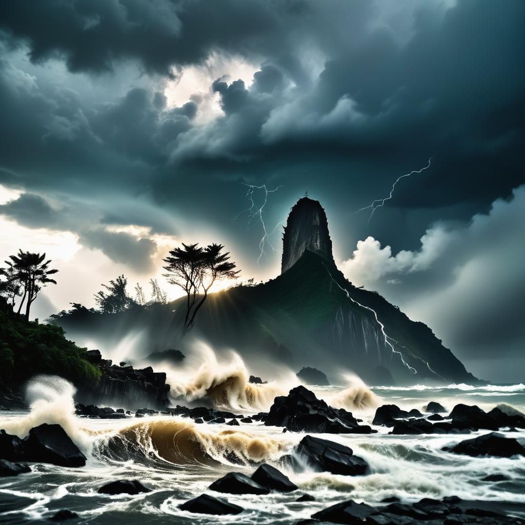 Dramatic Typhoon on Taiwan Coast: Landscape Photography