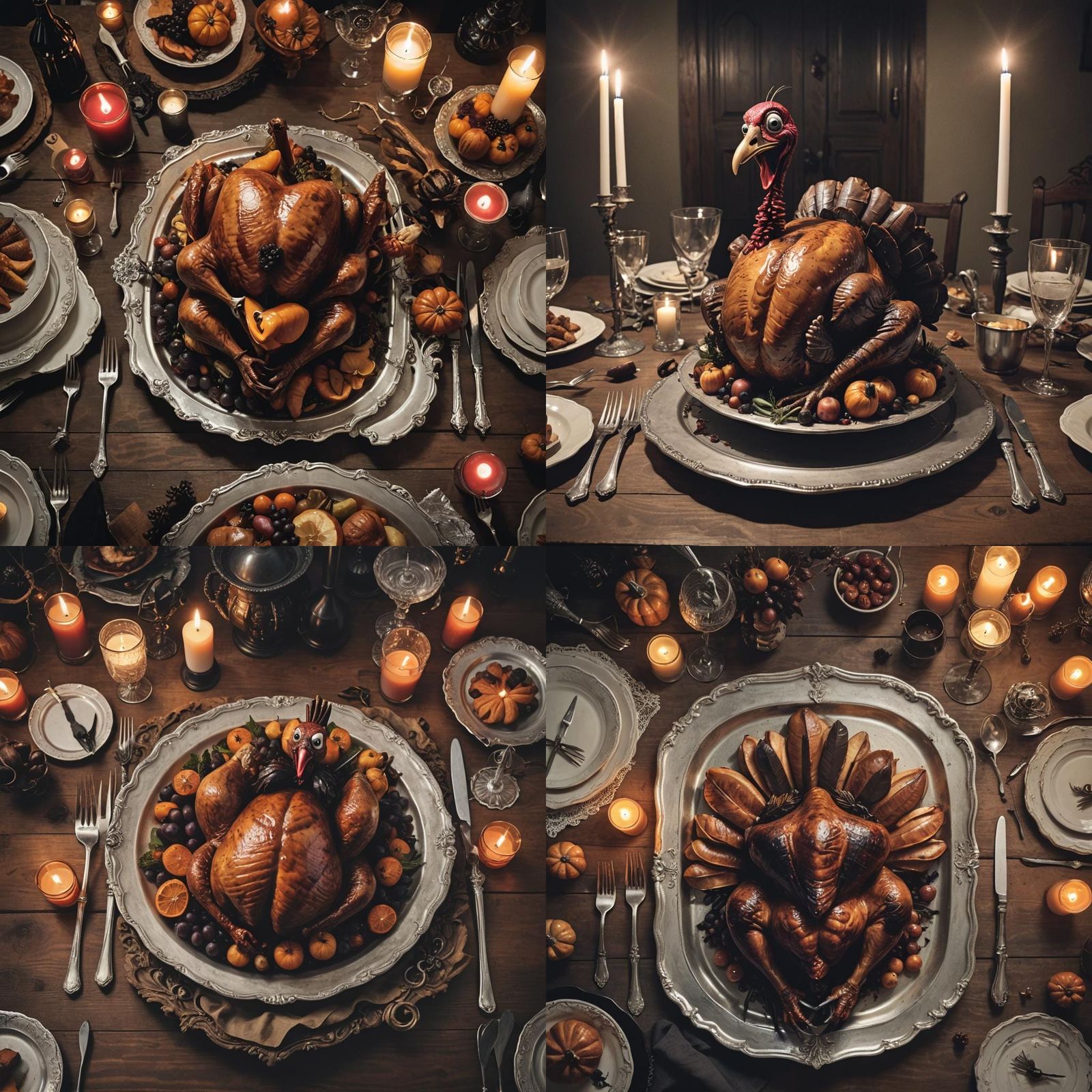 Spooky Turkey Dinner in Tim Burton Style