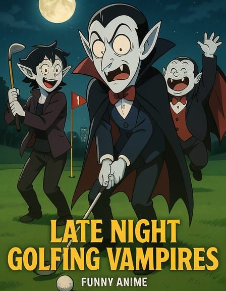 Funny Anime Vampires Golfing at Night in 4K