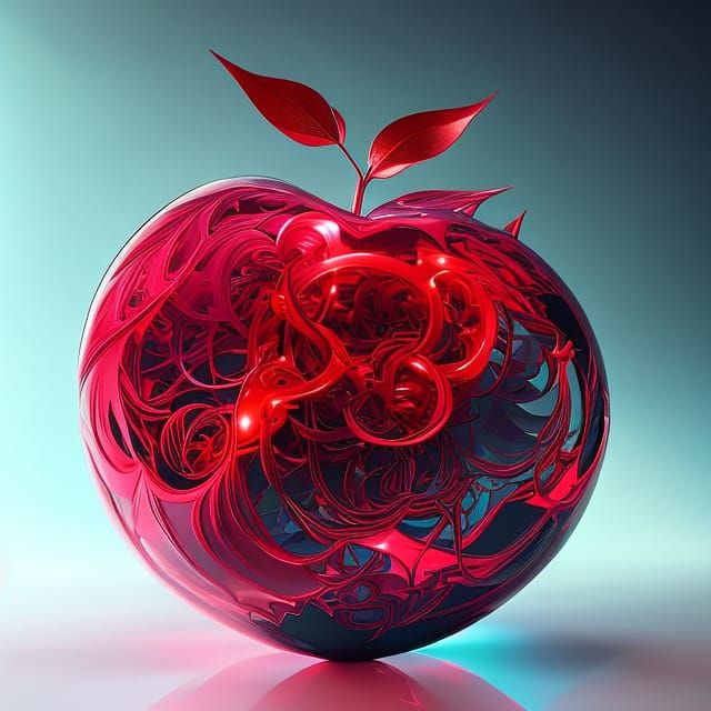 Crystallized Apple with Fractal Honey Drips