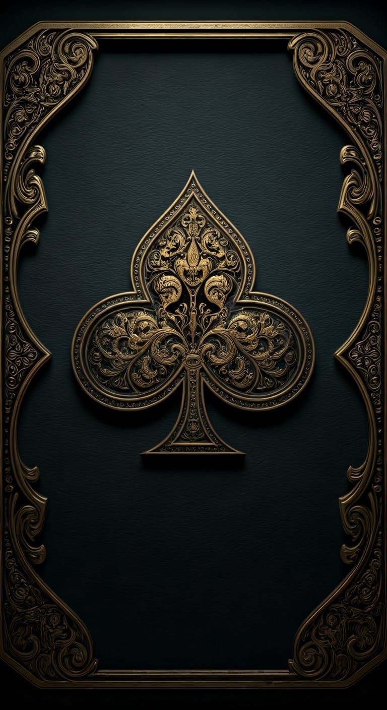 Stunning Metallic Ace of Clubs Playing Card in Ornate 3D Sty...