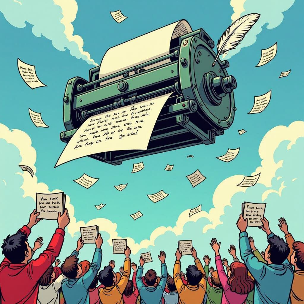 Giant Printing Press Prints Poems in the Sky