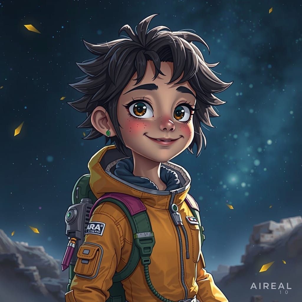 Young Space Explorer Zara in Her Trusty Ship Wandering Star