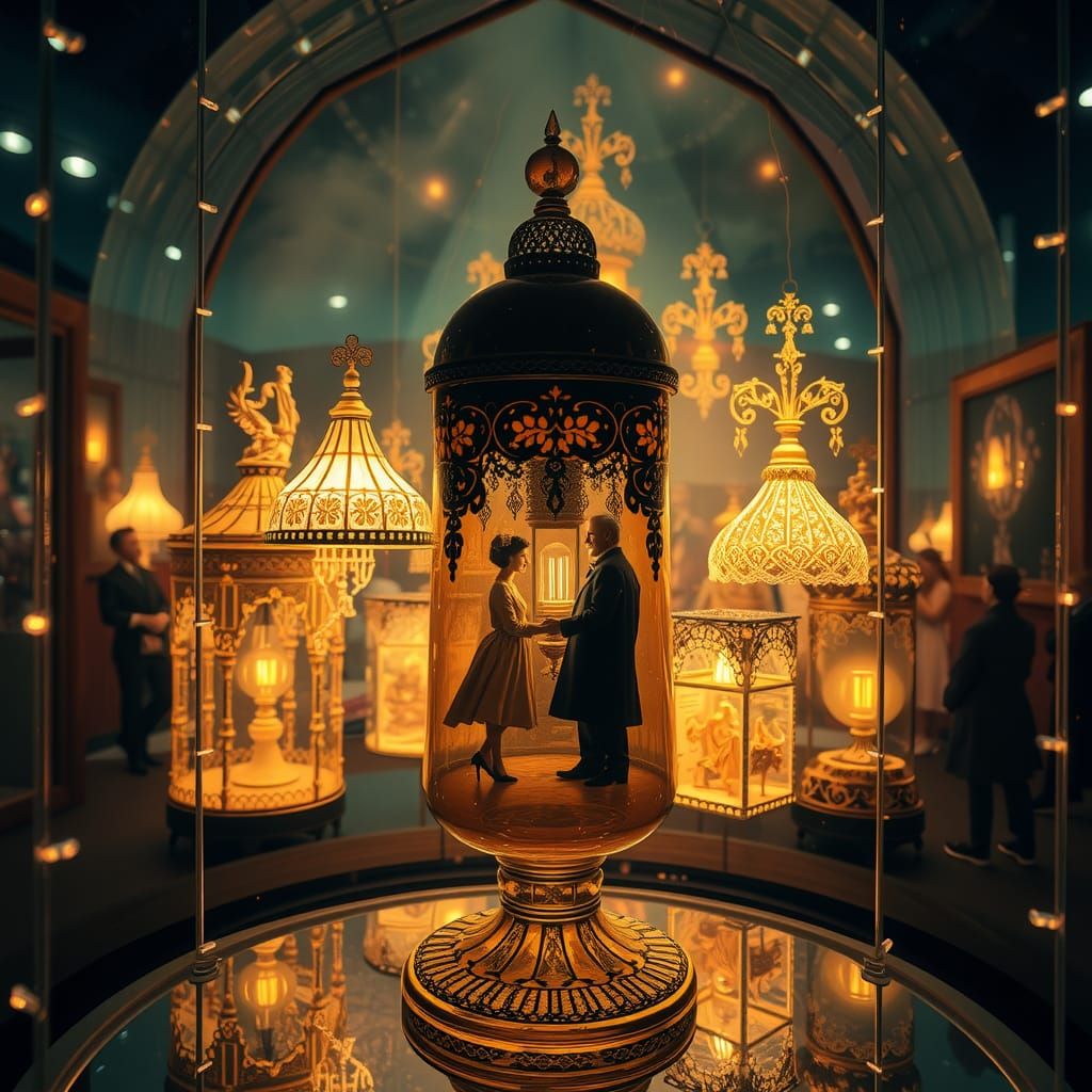 Surreal Glass Palace with Filigree and Light