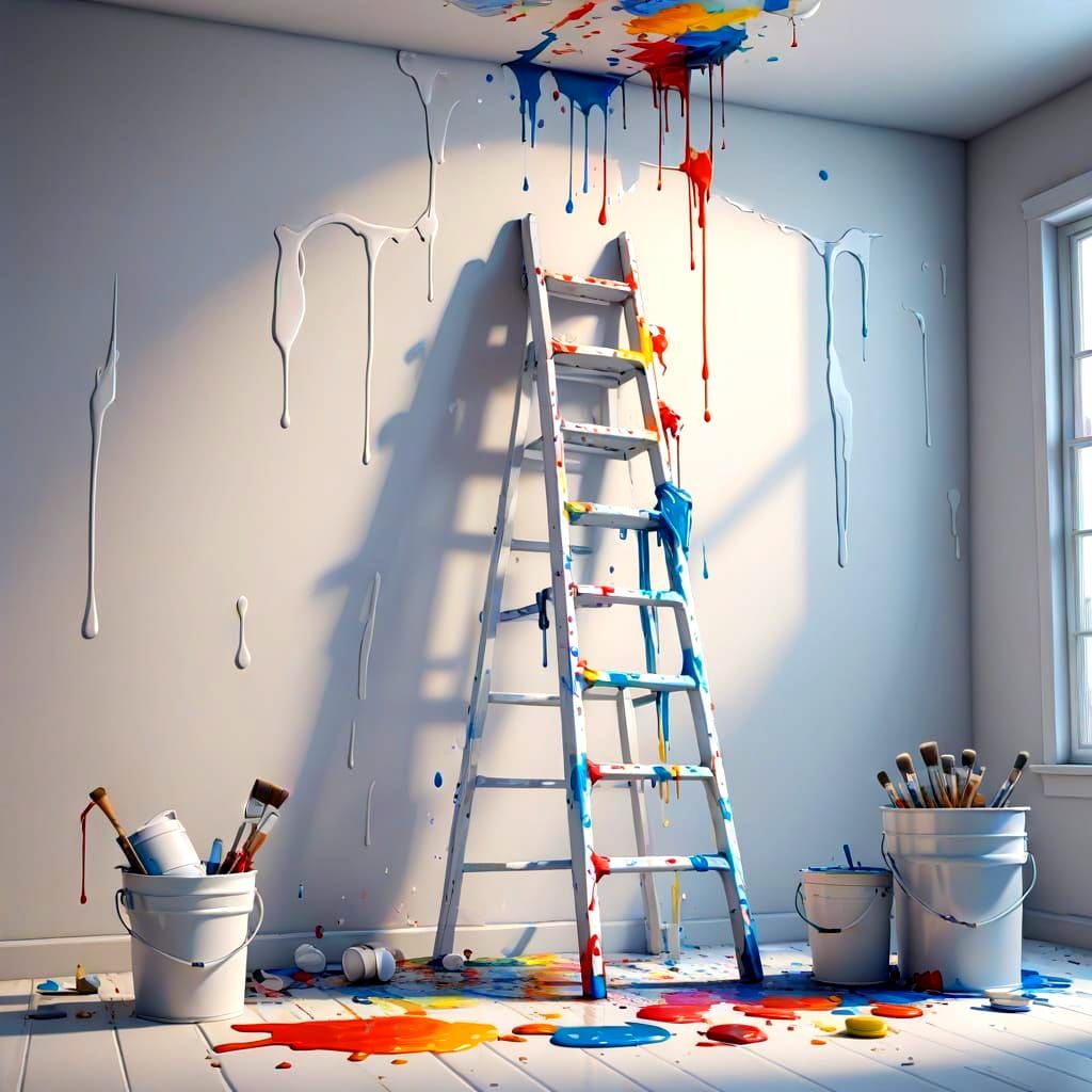 Vibrant House Painter Caught in Dripping Paint