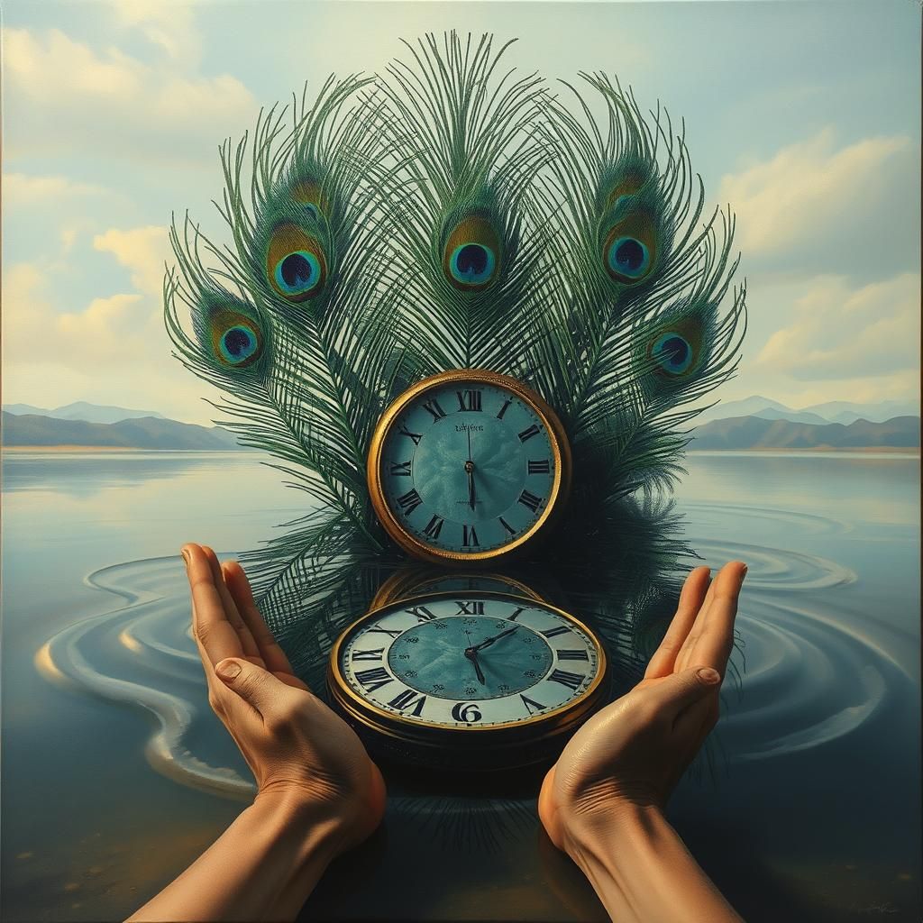 Surreal Peacock Feathers and Melted Clocks