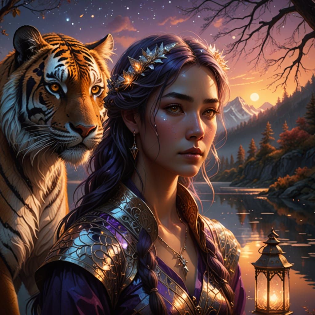 Mystical Woman by Lake in Fantasy Realism