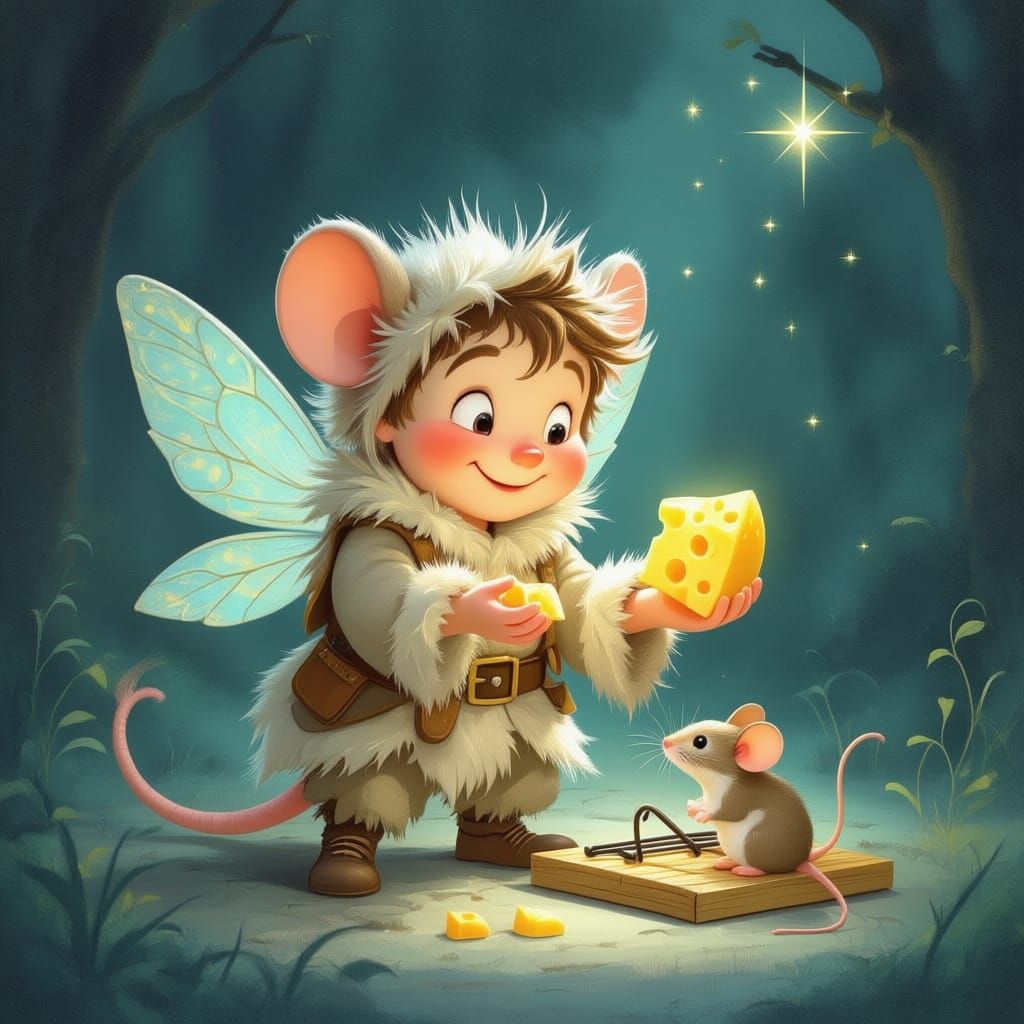 Tiny Fur-Clad Man Shares Cheese With Rescued Mouse