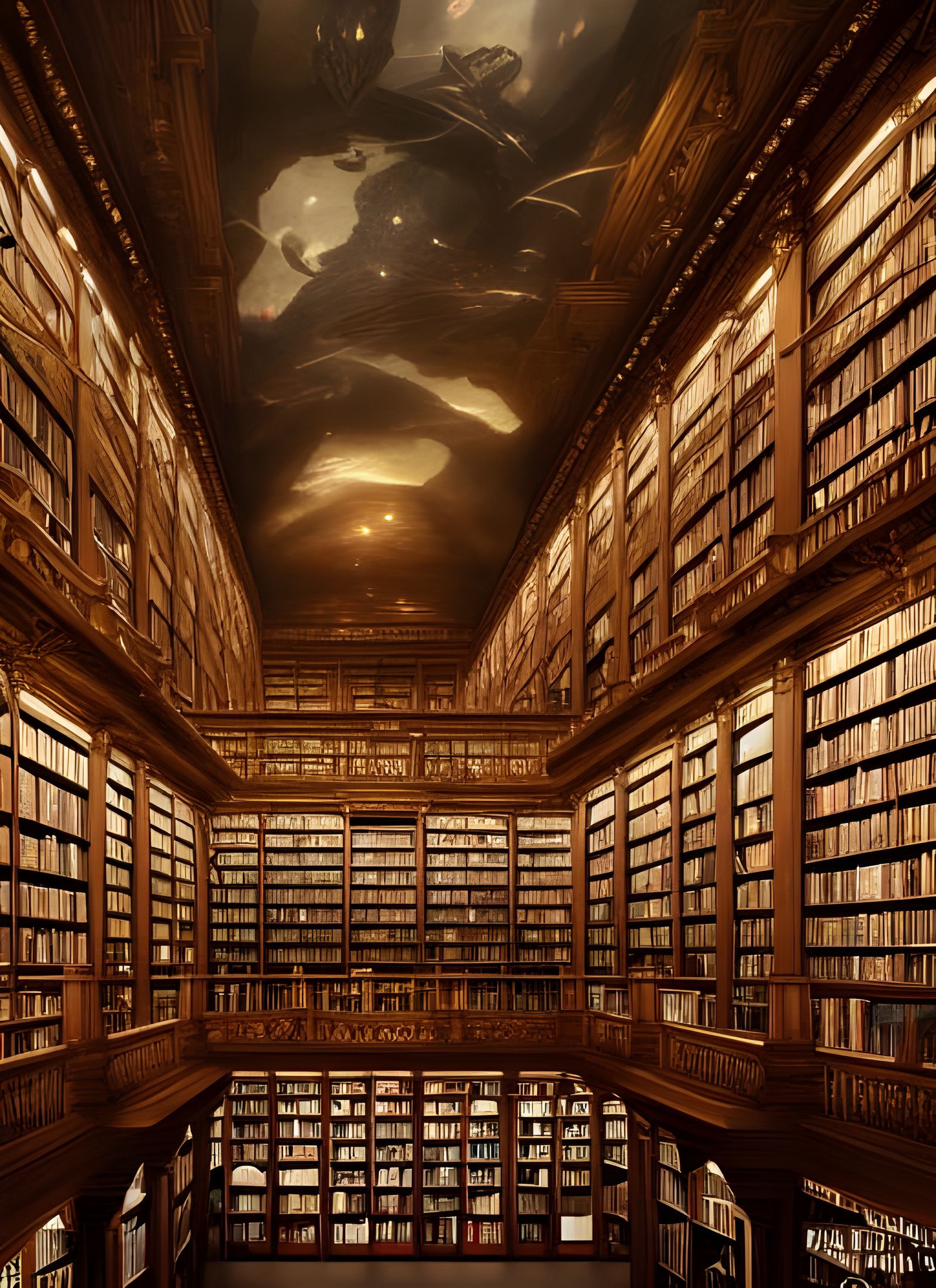 Intricate Royal Library with Glowing Edges