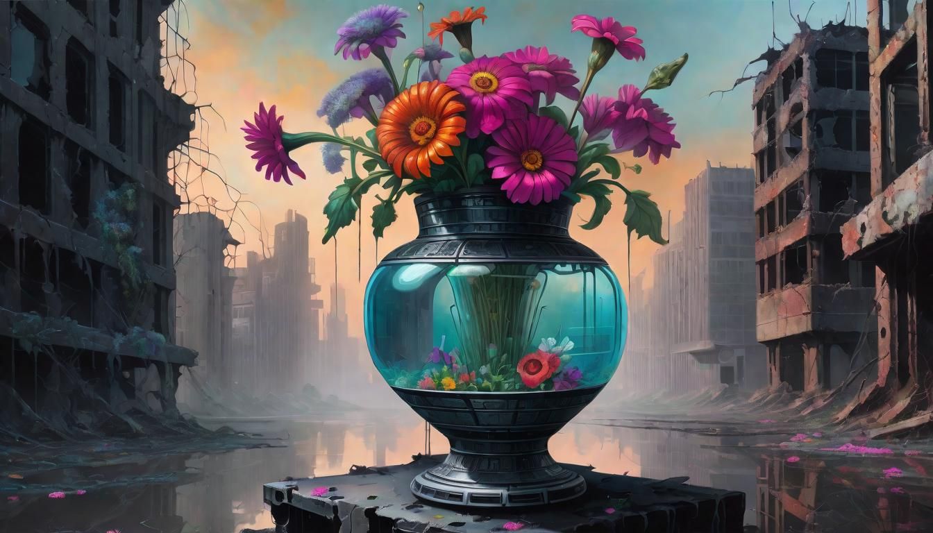 Dystopian Still Life: Flowers in Glass Capsule