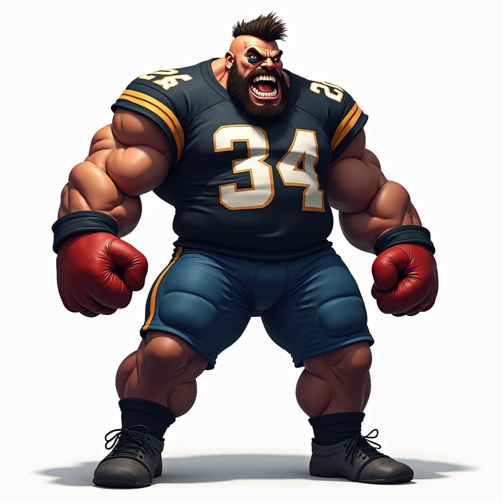 Fierce Brawler in Boxing Pose, Detailed Matte Painting