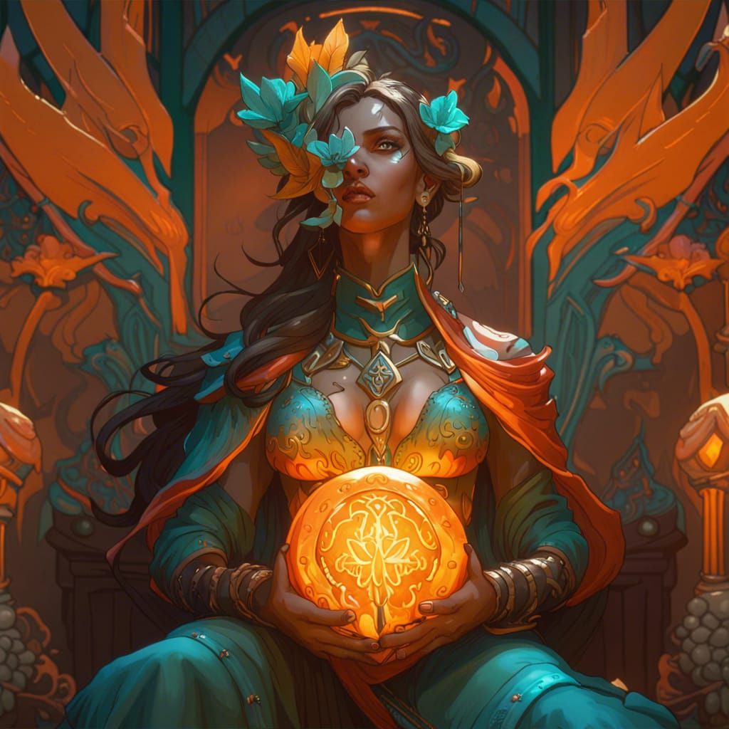 Dynamic Female Necromancer Concept Art in 8K