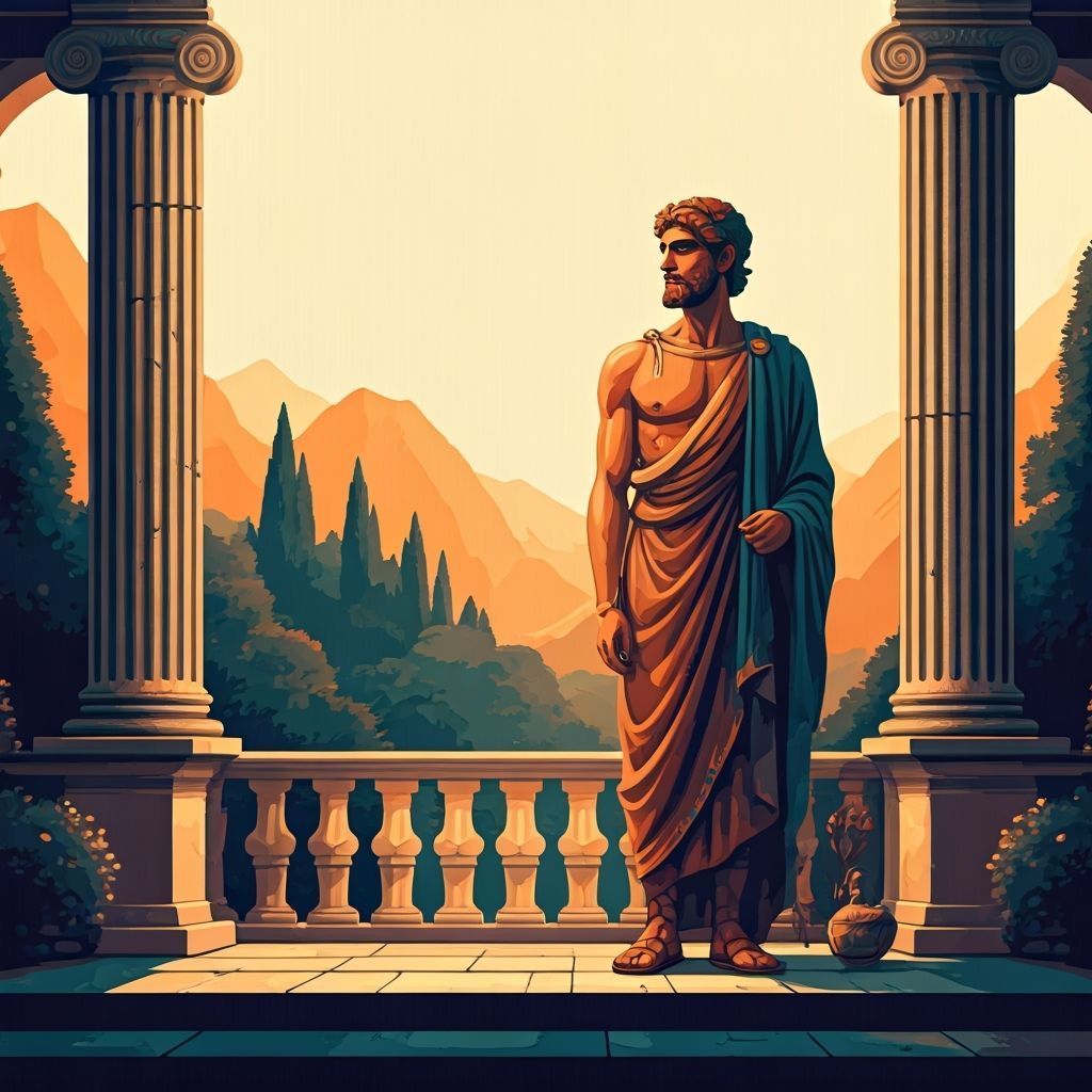 Geometric Vector Art with Terracotta and Teal Palette