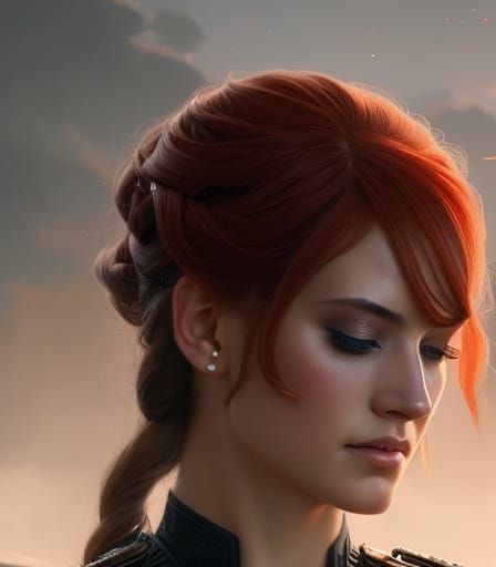 Rococo Jedi Lady Portrait with Red Hair