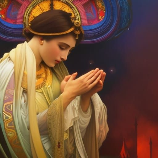 Praying Hands Close-Up: A Digital Illustration