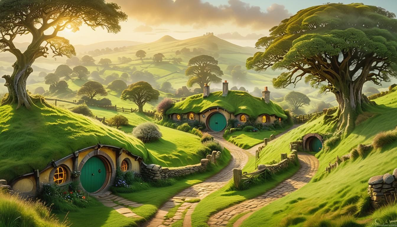 Idyllic Hobbiton Landscape in Velasco Style