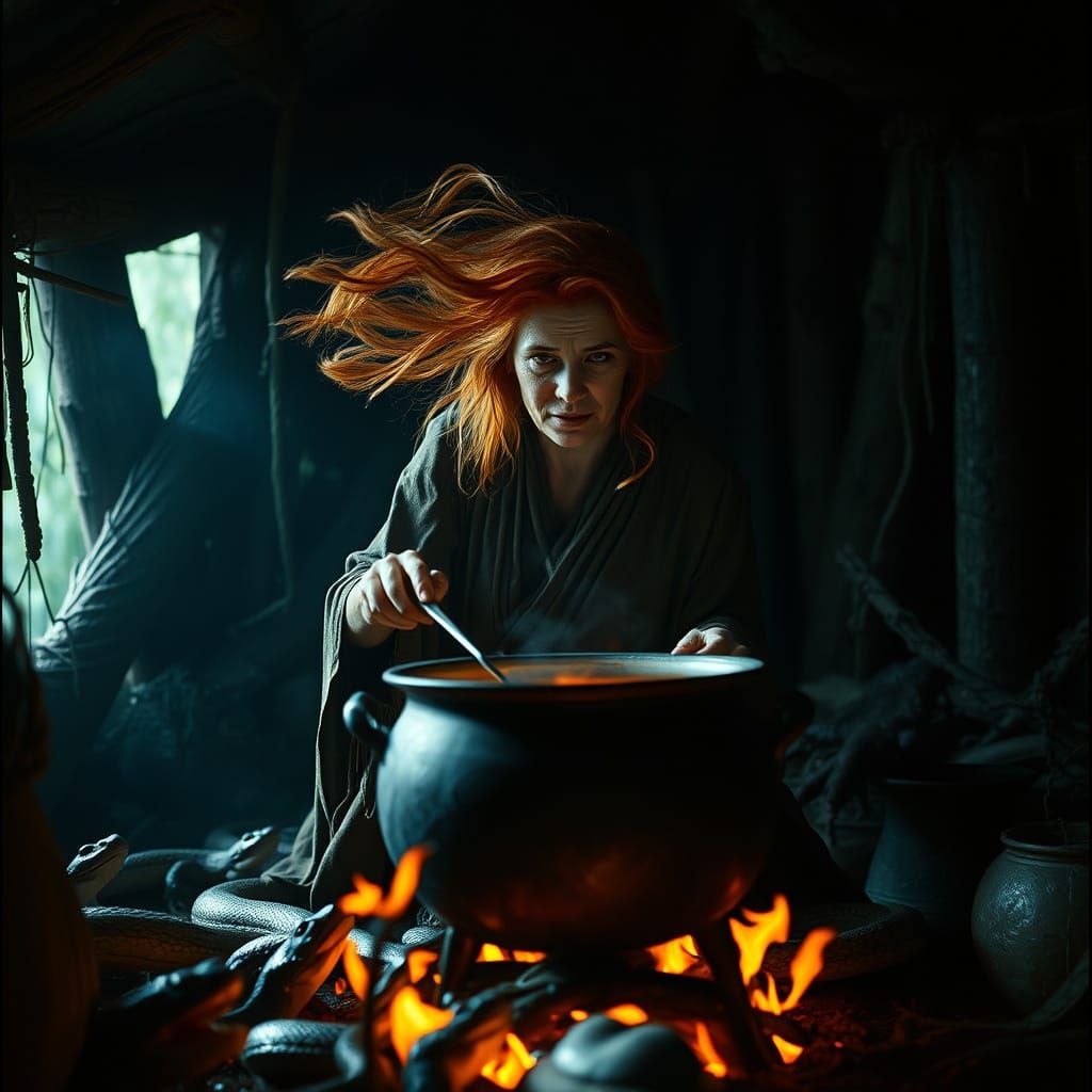 Mystical Swamp Witch Concocts Dark Brew in Cinematic Film St...